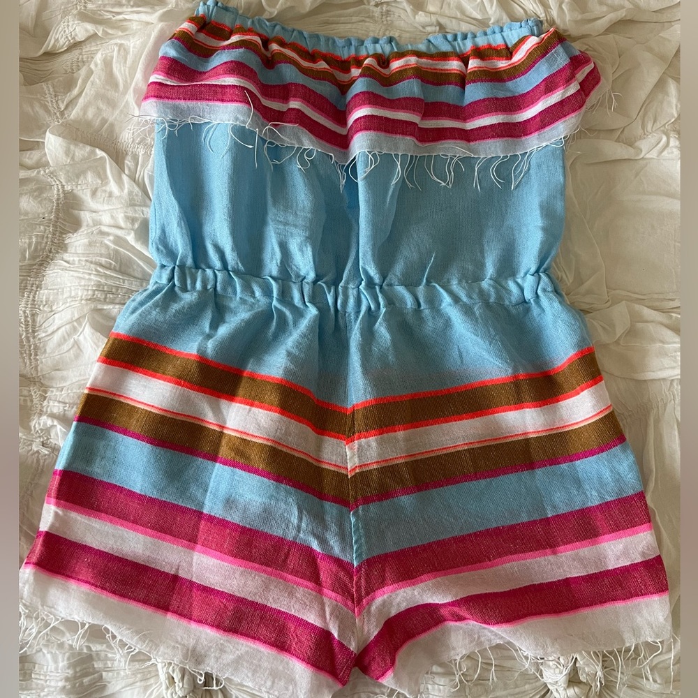 Eskedar Romper in Light Sky Blue by Lemlem - Picture 4 of 7